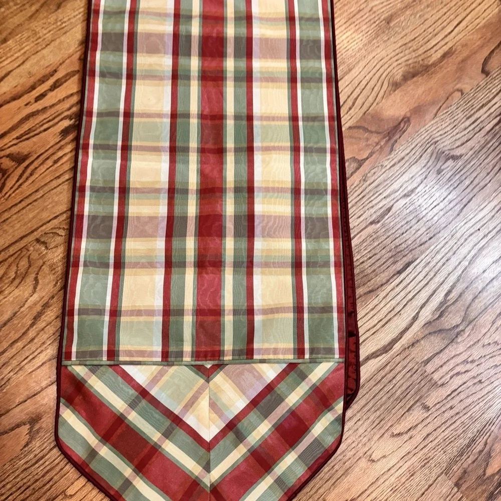 Christmas Plaid Table Runner Tassel‎ Ends Red Green Gold Holiday Decor 91